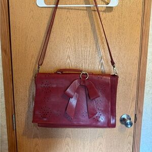 Ecosusi Elegant Red Leather Handbag laptop bag